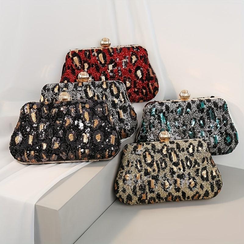 Vintage Leopard Pattern Wallet Evening Bag