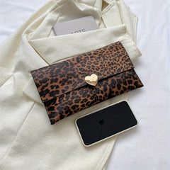 Animal Skin Pattern Long Clutch Purse PU Leather Textured Flap Wallet