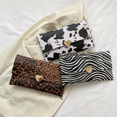 Animal Skin Pattern Long Clutch Purse PU Leather Textured Flap Wallet
