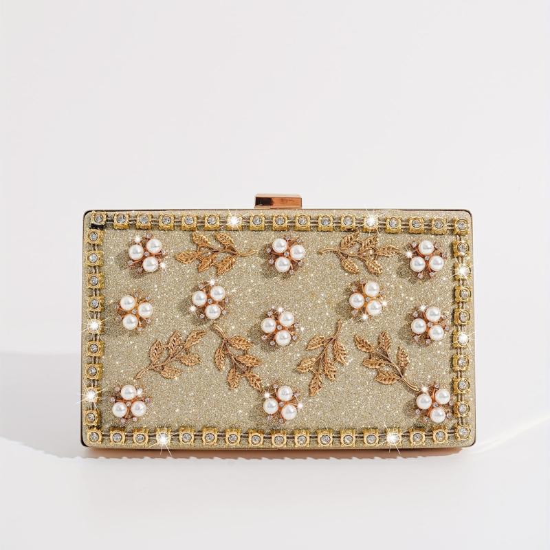 Pearl Decor Evening Bag Rhinestone Clutch Women's Dinner & Banquet Bag