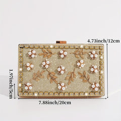 Pearl Decor Evening Bag Rhinestone Clutch Women's Dinner & Banquet Bag