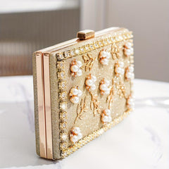 Pearl Decor Evening Bag Rhinestone Clutch Women's Dinner & Banquet Bag
