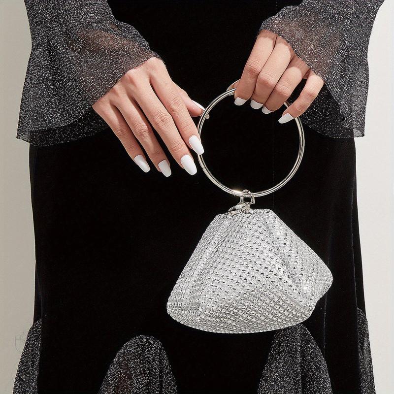Rhinestone Evening Bag Top Ring Clutch Wedding Purse