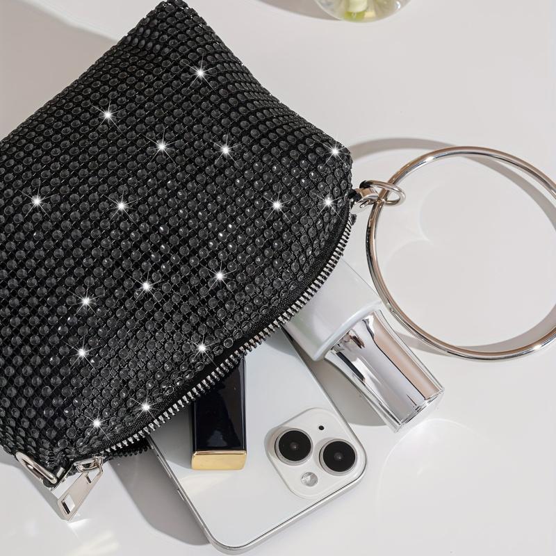 Rhinestone Evening Bag Top Ring Clutch Wedding Purse
