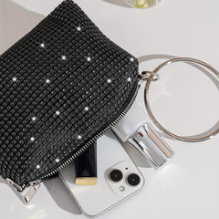 Rhinestone Evening Bag Top Ring Clutch Wedding Purse