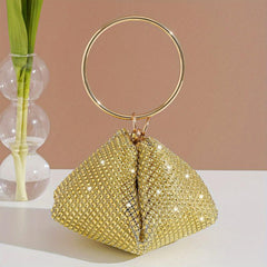 Rhinestone Evening Bag Top Ring Clutch Wedding Purse