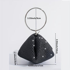 Rhinestone Evening Bag Top Ring Clutch Wedding Purse