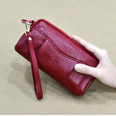 Leather Clutch Purse with Zipper Around Handbags
