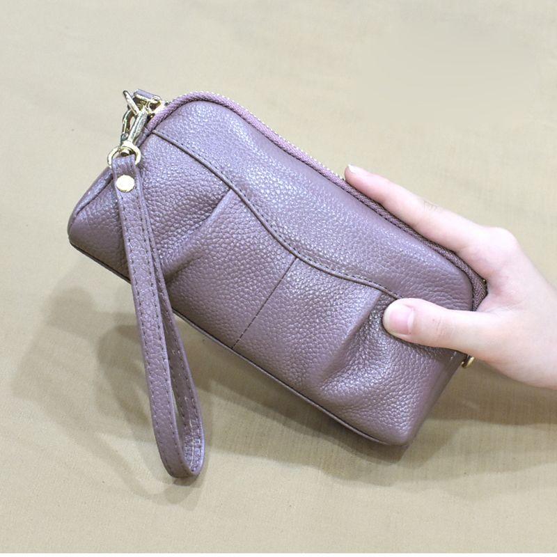 Leather Clutch Purse with Zipper Around Handbags