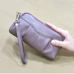 Leather Clutch Purse with Zipper Around Handbags