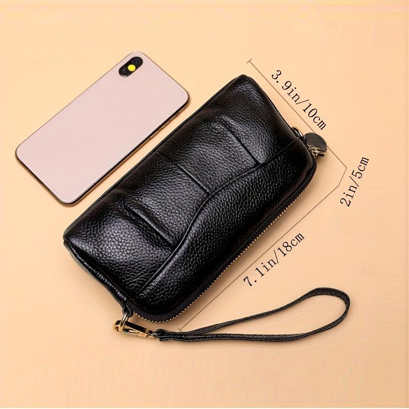Leather Clutch Purse with Zipper Around Handbags