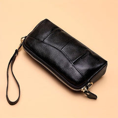 Leather Clutch Purse with Zipper Around Handbags