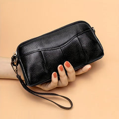 Leather Clutch Purse with Zipper Around Handbags