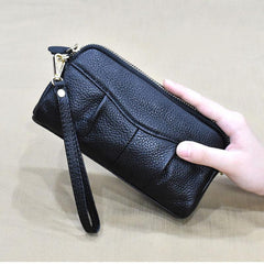 Leather Clutch Purse with Zipper Around Handbags