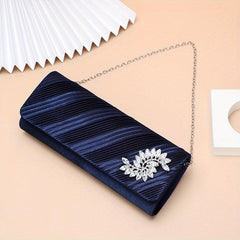 Elegent Rhinestone Glitter Chain Handbag Dacron Flap Purse