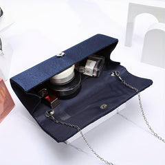 Elegent Rhinestone Glitter Chain Handbag Dacron Flap Purse