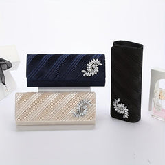 Elegent Rhinestone Glitter Chain Handbag Dacron Flap Purse