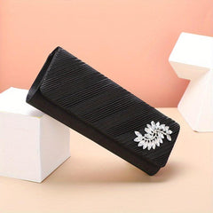 Elegent Rhinestone Glitter Chain Handbag Dacron Flap Purse