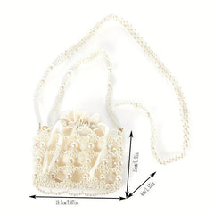 Bead Straw Bucket Drawstring Bag Storage Shoulder Bag Women's Evening Bag