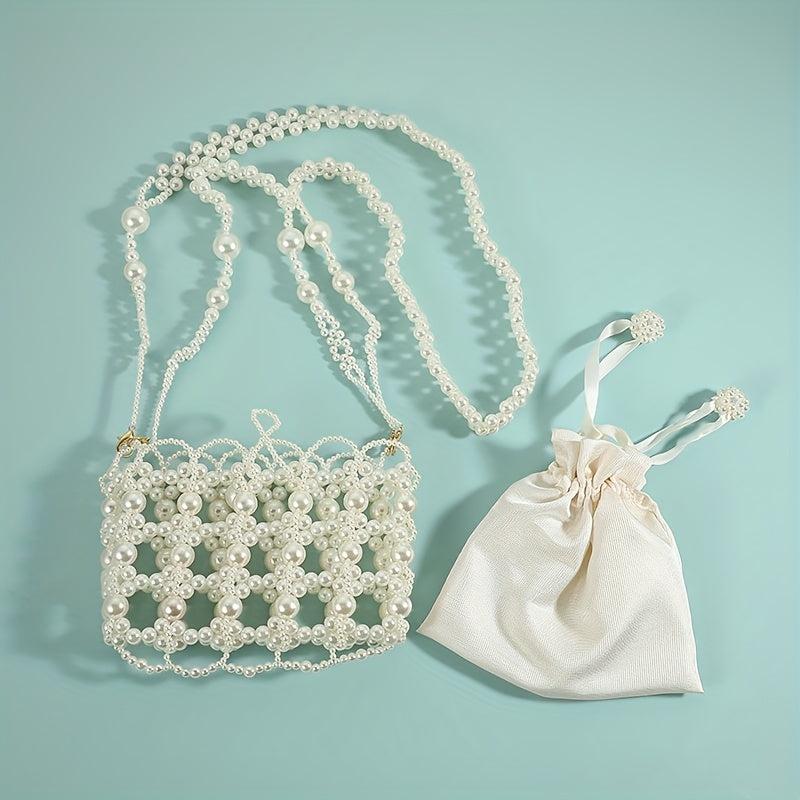 Bead Straw Bucket Drawstring Bag Storage Shoulder Bag Women's Evening Bag