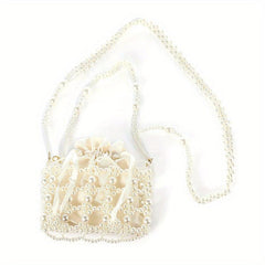 Bead Straw Bucket Drawstring Bag Storage Shoulder Bag Women's Evening Bag