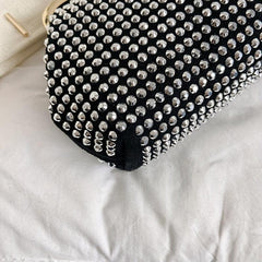 Glitter Rhinestone Shoulder Bag Pearl Chain Portable Handbag
