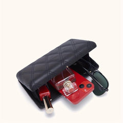 Quilted Metal Chain Frame Crossbody Bag