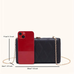 Quilted Metal Chain Frame Crossbody Bag