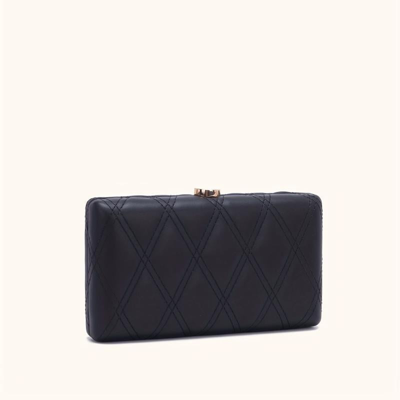 Quilted Metal Chain Frame Crossbody Bag