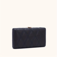 Quilted Metal Chain Frame Crossbody Bag