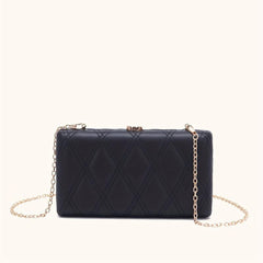 Quilted Metal Chain Frame Crossbody Bag