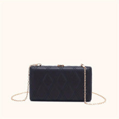 Quilted Metal Chain Frame Crossbody Bag