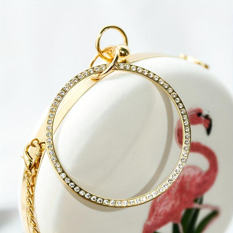 Embroidered Flamingo Round Bag Satchel for Party