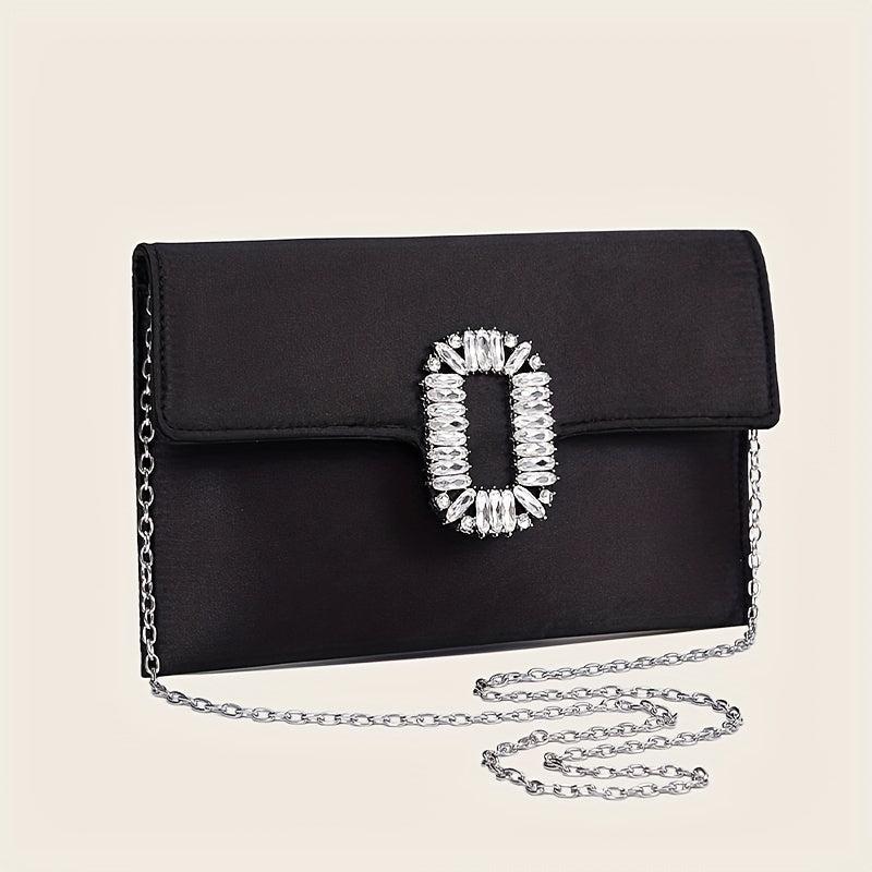 Glitter Metal Chain Crossbody Bag Flap Textured Bag Purse Elegent