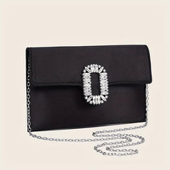 Glitter Metal Chain Crossbody Bag Flap Textured Bag Purse Elegent