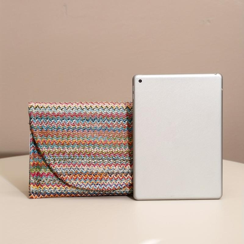 Summer Rainbow Straw Clutch Boho Style Woven Handbag Envelope Bag Purses