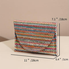 Summer Rainbow Straw Clutch Boho Style Woven Handbag Envelope Bag Purses