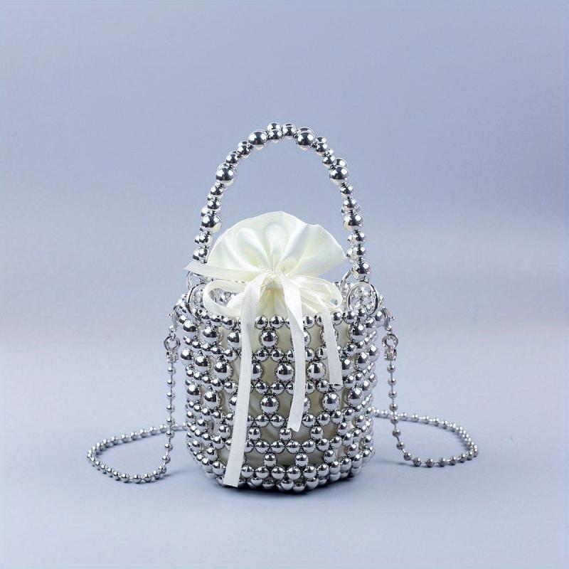 Beaded Braided Handbag with Drawstring Inner Bag & Coin Purse