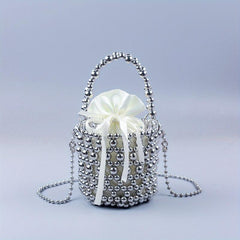 Beaded Braided Handbag with Drawstring Inner Bag & Coin Purse