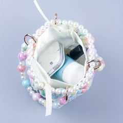 Beaded Braided Handbag with Drawstring Inner Bag & Coin Purse