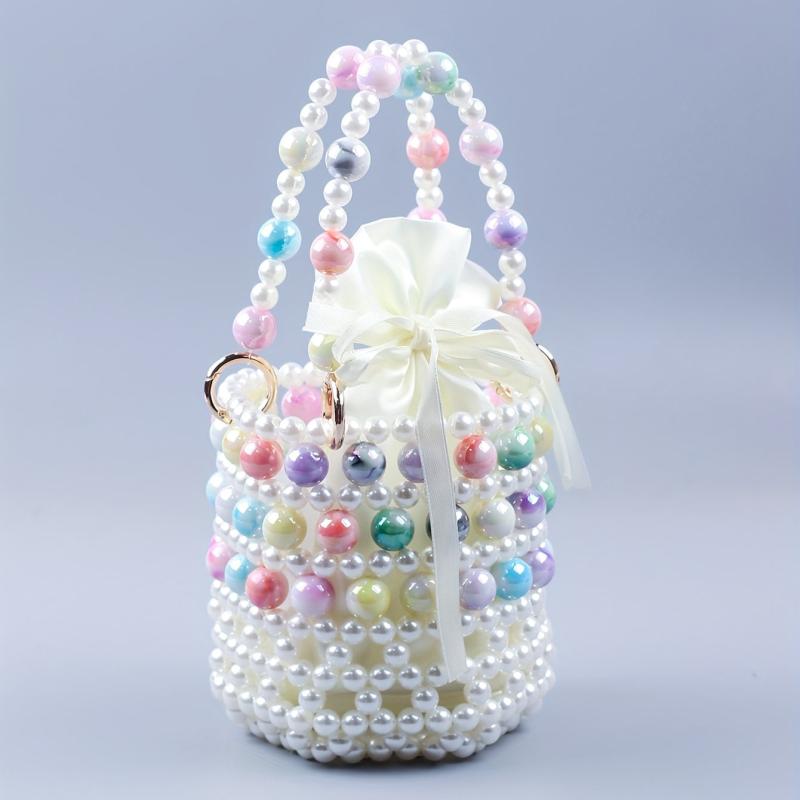 Beaded Braided Handbag with Drawstring Inner Bag & Coin Purse