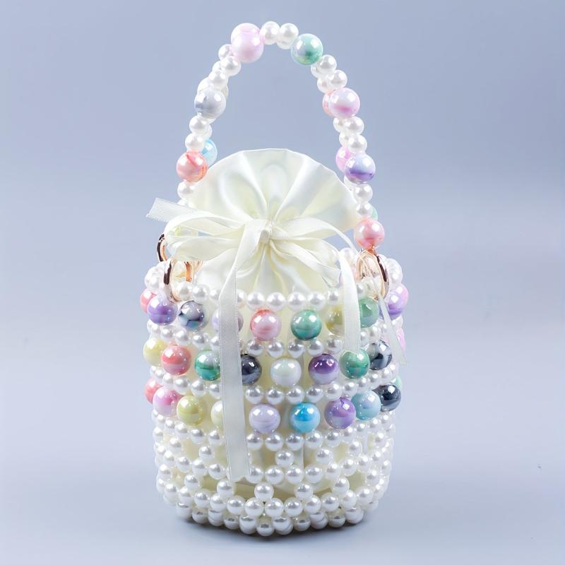 Beaded Braided Handbag with Drawstring Inner Bag & Coin Purse