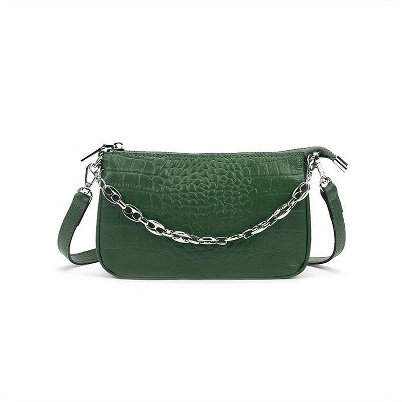 Crocodile Embossed Shoulder Bag Chain Purse for Work