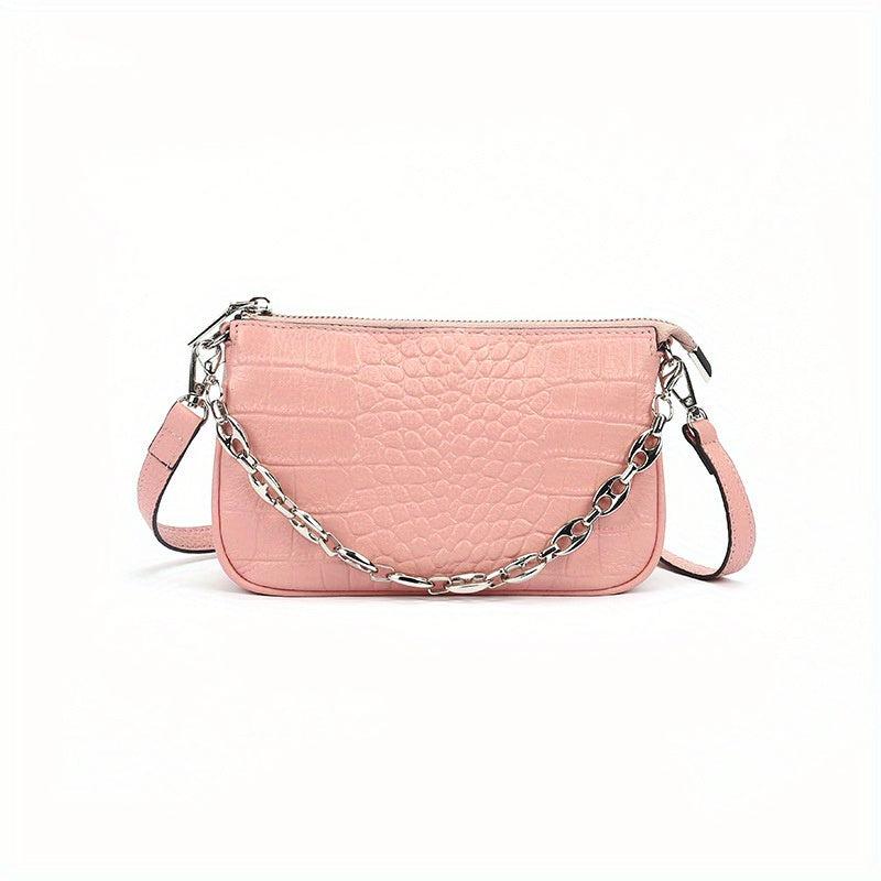 Crocodile Embossed Shoulder Bag Chain Purse for Work
