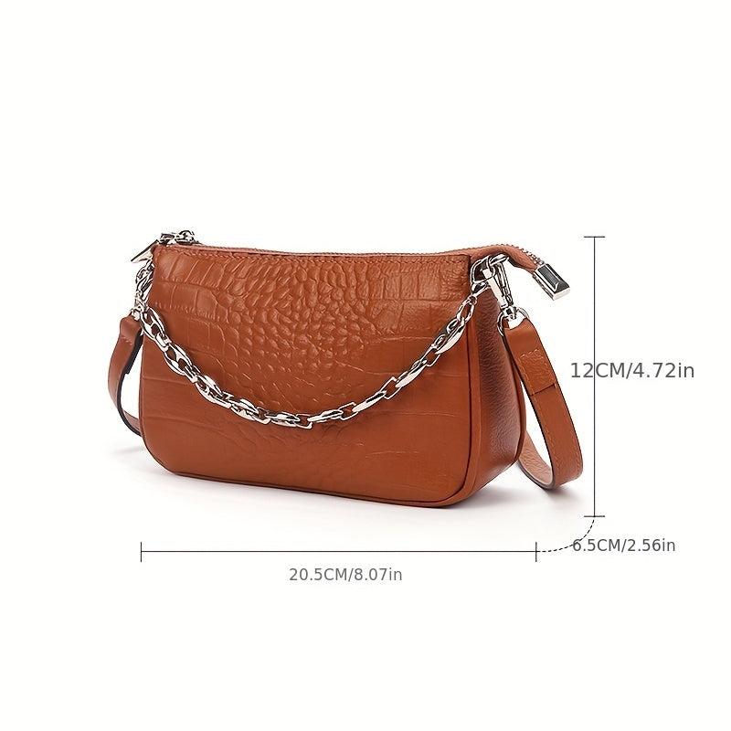 Crocodile Embossed Shoulder Bag Chain Purse for Work