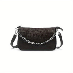 Crocodile Embossed Shoulder Bag Chain Purse for Work