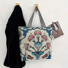 Vintage Ethnic Pattern Tote Bag Canvas Shoulder Bag Women's All Match Bag