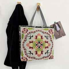 Vintage Ethnic Pattern Tote Bag Canvas Shoulder Bag Women's All Match Bag