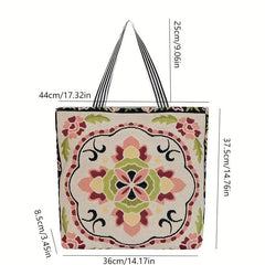 Vintage Ethnic Pattern Tote Bag Canvas Shoulder Bag Women's All Match Bag