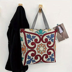 Vintage Ethnic Pattern Tote Bag Canvas Shoulder Bag Women's All Match Bag